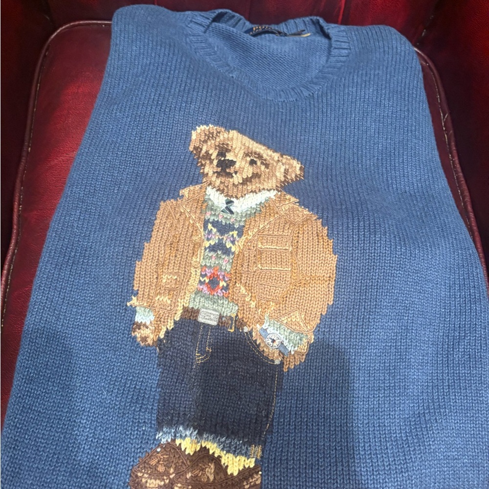 Polo Ralph Lauren Blue Crewneck Sweater with Bear Design - Picture 4 of 8
